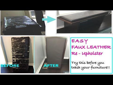 Faux Leather Transformation - How To Re-Upholster a Dining Bench Seat -DIY