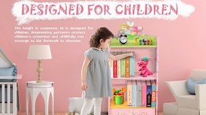 Watch Wood Kids Bookshelf, 3 Tiers Kids Bookcase on Amazon Live