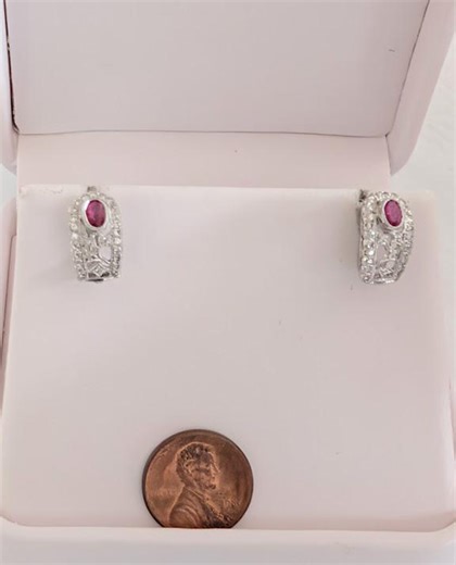 1.25 Carat Ruby & Diamond Earrings 18K White Gold 4.8 Grams Retail Price 4500.00 Make Me an Offer! - Etsy