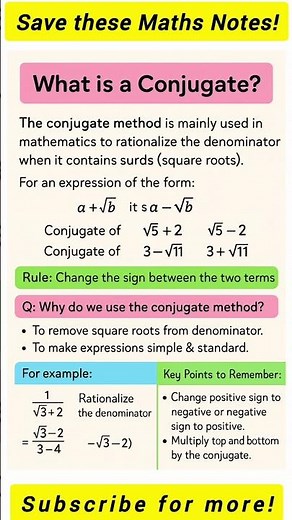 Class 9 Mathematics | Conjugate Explained | Rationalization Trick | #maths #shorts #youtubeshorts
