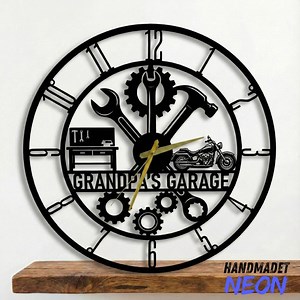 Personalized Garage Metal Wall Clock With Name, Custom Mechanic Wall Clock, Gift for Him or Motorcycle Repair, Garage Wall Decor - Etsy