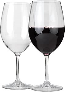 Lily's Home Unbreakable Cabernet and Merlot Bordeaux Red Wine Glasses, Made of Shatterproof Plastic, for Indoor and Outdoor Use, Reusable and Crystal Clear 20 oz. Each, Set of 2