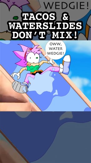 It's TACO TUESDAY! But, Sonic Sez make sure you don't take your tacos on the waterslide without some sort of protection! Amy Rose finds out the hard way in Sonic Superstars that you shouldn't wear a skirt when fighting Dr. Robotnik! #amyrose #sonicthehedgehog #sonamy #rosytherascal #skirt | Nutsvsguts