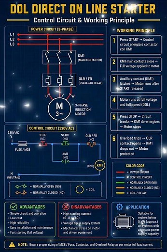 DOL Starter Control Circuit & Working Principle