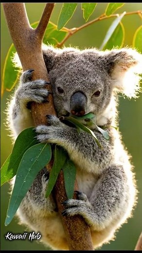 The Sleepiest, Clumsiest Koala Ever! Baby Koala Eating Eucalyptus Short 🐨 Wait for the Yawn!