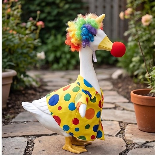 23 Inch Goose Clown Outfit With Rainbow Wig & Red Nose, Funny Porch Goose Costume, Hilarious Yard Decor - Etsy
