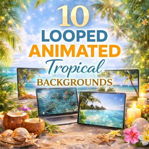10 Looped Animated Tropical Background Videos – Beach, Ocean & Paradise Scenes - Etsy
