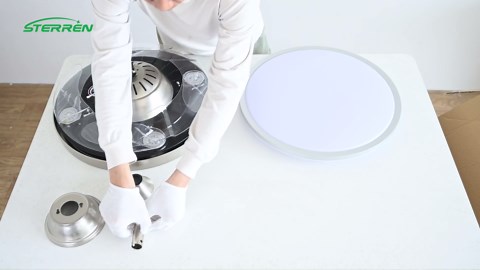 STERREN Retractable Ceiling Fans with Lights,42 Inch Modern Low Profile Bladeless LED Ceiling Fan Lights with Remote Control Smart Brushed Nickel Ceiling Fan for Bedroom Living Room