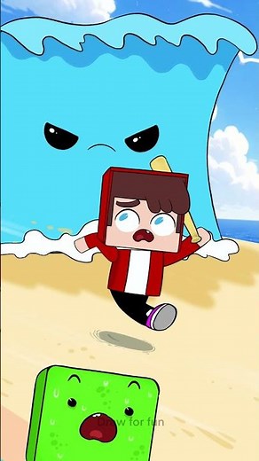 escape tsunami vs jj maizen minecraft animation #animation #numberblocks #minecraft