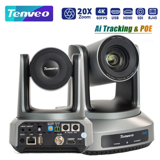 Tenveo UV620A Ultra 4K PTZ Camera 60FPS, 4KP60 AI Auto-Tracking 20X Optical Zoom Video Conference Camera 1/1.8 UHD CMOS 8.42MP with USB 3G-SDI HDMI LAN Outputs POE Live Streaming for Church Worship Conference Events | Lazada PH