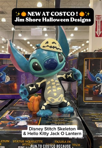NEW @Jim Shore Halloween drop finds at Costco! 🎃 Spotted Skeleton Stitch in the warehouse, and the Hello Kitty Jack-o’-Lantern I ordered online at Costco.com just got delivered! They both glow in the dark and are SO cute! Which one is your favorite? 💀👻🧡🖤 #costcofinds #costco #halloween #hellokitty #disney Lilo and Stitch / Halloween decor / Spooky Season / home decor / Jim Shore Designs / Costco Shopping