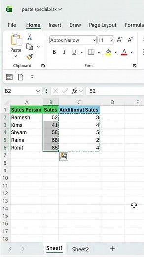 Paste Special option in Excel !!