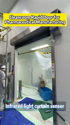 Cleanroom High-Speed Door for Pharmaceutical Factory | Anti-Static Curtain & Integrated Control Box