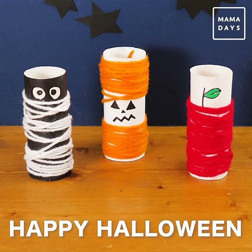 ハロウィン工作 くるくる毛糸のおばけ