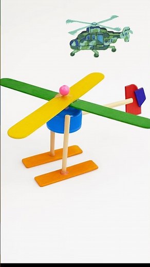 Popsicle Stick Helicopter 🚁 #CraftsForKids #shorts #diy