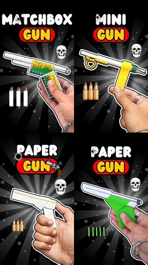 4 different types of Paper Guns☣️😱💯 #shorts #diy #papercraft #papergun #paper #origami #experimnent