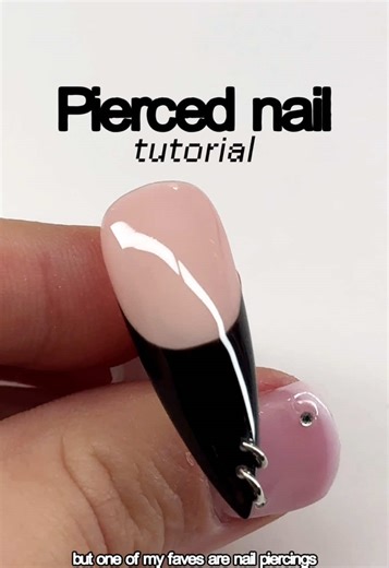 Super easy pierced nail tutorial!! 🖤⛓️ Follow me for more nail inspo & tutorials 🤭 #piercednails #nailpiercing #nailtutorial #nailinspo #nailtrends