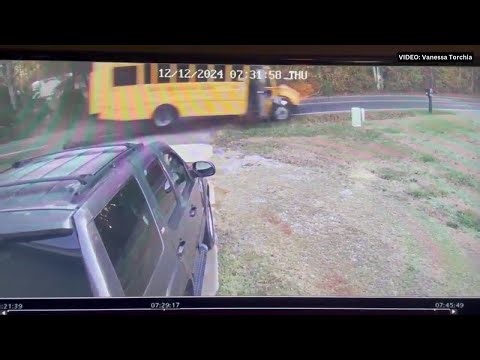 VIDEO: Upstate school bus crashes into mailboxes, trees