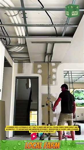 Ceiling Installation with Hydraulic Lift Tool #innovation #construction #efficientwork