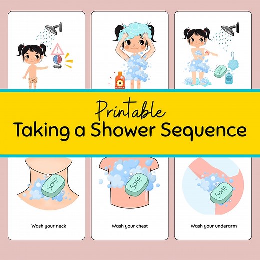 Autism Shower Sequence Flashcards – Visual Routine, ABA Printable (PDF) - Etsy