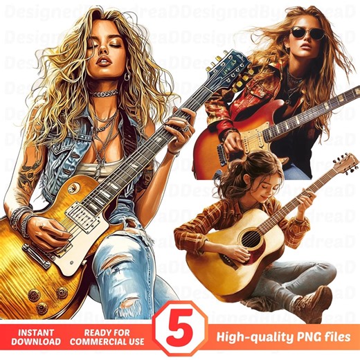 Rock N Roll Girl, Rockstar, Electric Guitar, Acoustic Guitar, Sublimation Designs, INSTANT DOWNLOAD - Etsy