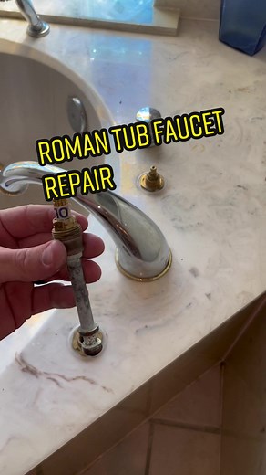 Repairing an old roman tub faucet by installing new washers, o-rings, and seats. #plumbing #plumber #repair #bathroom #faucet #leak #fyp #trades #howto #diy