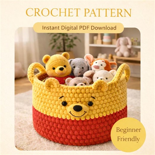 Large Bear Toy Basket Crochet Pattern PDF Toy Storage Basket Crochet Nursery Organizer Crochet Basket Pattern Instant Download - Etsy
