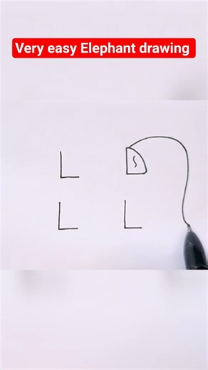 How to draw elephant from letter L #easydrawingswithsimmi #elephantdrawing #letterdrawing