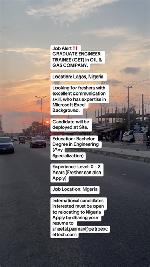 Graduate Engineer Trainee Position in Lagos, Nigeria