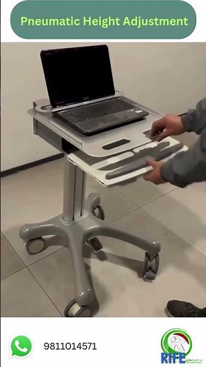 Rife Pneumatic Height Adjustable Laptop Cart | Ergonomic Mobile Workstation Solution