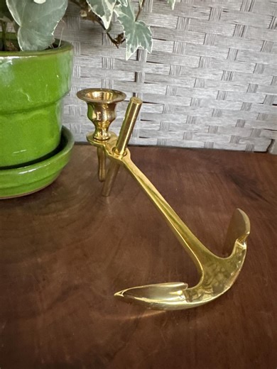 Vintage Brass Anchor | Candle Holder | Paperweight | Nautical Desk Decor | Captain Gift | Boat Lover Decor - Etsy