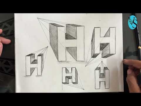 How to Draw 3D Letter H in One Point Perspective | Step by Step #drawingtutorial