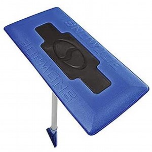 Snow Joe SJBLZD-AZ 2-in-1 Snow Broom with 18-Inch Foam Head + Large Ice Scraper, Blue