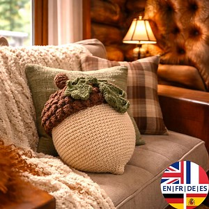 Crochet Acorn Pillow Pattern – Rustic Fall Cabin Decor - English German French Spanish - Etsy