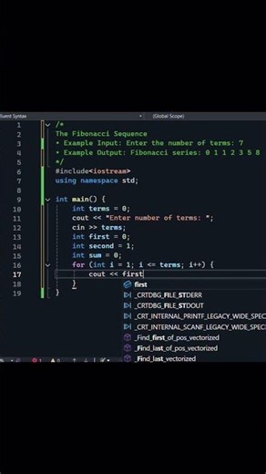 Fibonacci Sequence in C++ || Under 30 Seconds || C++ Programming