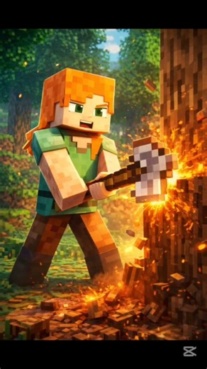 Alex Cuts a Tree… Then Everything Falls! 😱🌳 | Minecraft Chain Reaction #minecraft #gaming #shorts