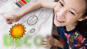 NATIONAL GEOGRAPHIC Kids Window Art Kit - Stained Glass Solar System Arts & Crafts Kit with Glow in The Dark Planets, Use as Window Suncatchers, Hanging Decor from Ceiling, Mobile, Space Room Décor