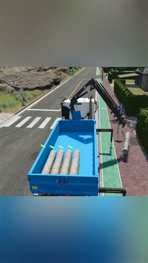 Unloading pipes at the construction site with the Renault C480 and HIAB crane #farmingsimulator25