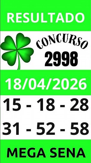 RESULTADO MEGA SENA 2998 HOJE ACUMULOU 70 MILHOES