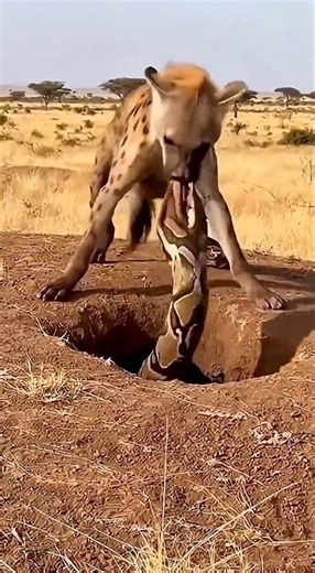 Even the Hyena Is Shocked — Just How Long Is This Python?