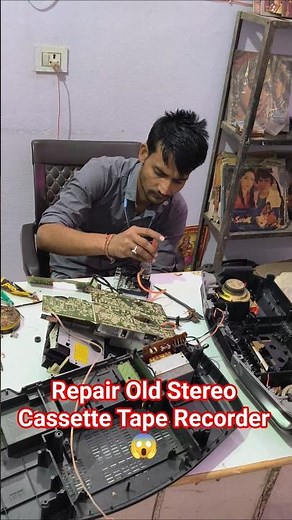 Repair Old Stereo Cassette Tape Recorder 😱 #Old #radio #cassette #tape #repair #shorts #youtube