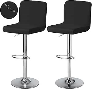 Bar Stool Cover with Back Waterproof Dining Room Square Swivel Barstool Chair Slipcover for Counter Height Mid Low Back Chair Protector 2 Pack Black