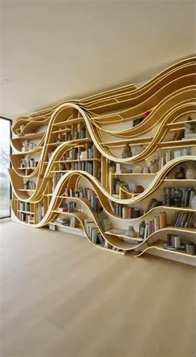 Library Sculpture Room | Curved Shelves, Hidden LEDs & Cozy Seating 💡📚