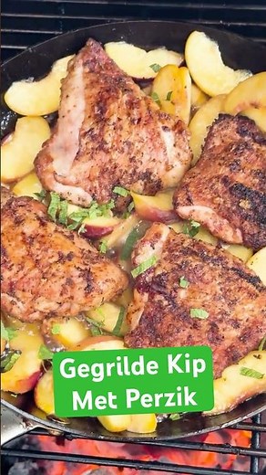 Gegrilde kip met perzik