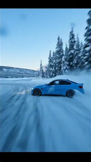 Frozen Alpine Drift: BMW M4 Snow-Ready on Icy Hairpin