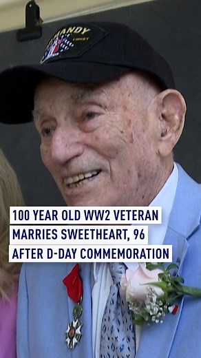🌟 A Love Story for the Ages 🌟 100-year-old WWII veteran Harold Terens and his 96-year-old sweetheart Jeanne Swerlin tied the knot in Normandy, just days after D-Day's 80th anniversary. #WWIIVeteran #Love #DDay #Anniversary #Romance | CGTNEurope