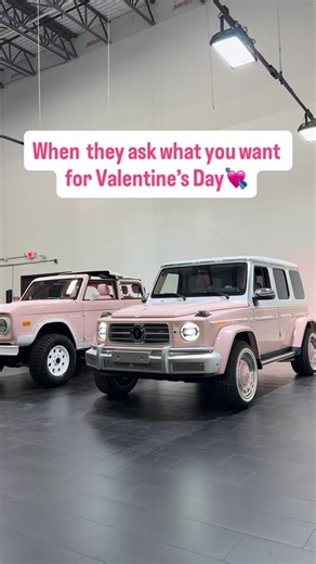 Vintage (formerly @vintagebroncos) on Instagram: "💝 Will you be my Valentine? 💕 Is this your Valentine’s Day present? 🌷 Rose Pink Vintage Gwagon 🩷 1 of 50 limited edition collab between @vintagemodern X @carlex_vehicles 🤌🏼 💬 DM us or text 470-598-5419 us for inventory ☎️ . . . . Vintage design + modern luxury 💯 this is not a restoration, it’s a Modern Classic equipped with safety features including 6 airbags and modern technology so you can have the best of both worlds 👏🏼 formerly #Vin