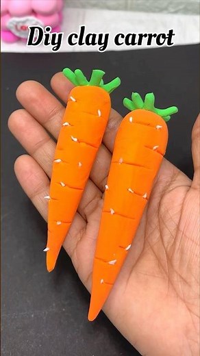 Diy clay carrot 🥕 craft for kids #diy #kidsvideo #clayart #kidscraft #craft #cartoon #shortsfeed