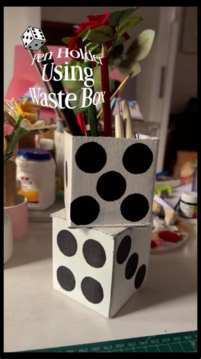 Don't Throw Away That Cardboard! DIY Dice Pen Stand ♻️ #shorts