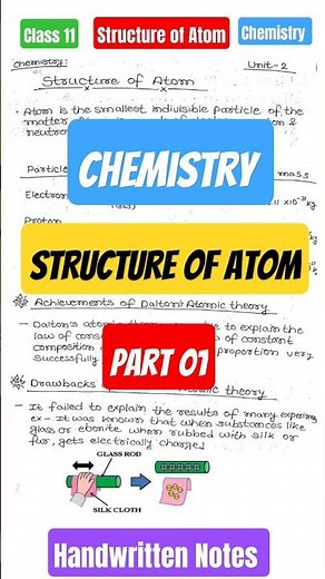 Structure of Atom Chemistry Chapter 2 Class 11 Notes | Handwritten notes JEE NEET #ytshorts #shorts
